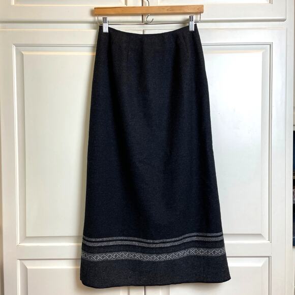 Eddie Bauer Recycled Wool Wrap Skirt Dark Gray Sz 4 Petite Lined EUC - Picture 2 of 10